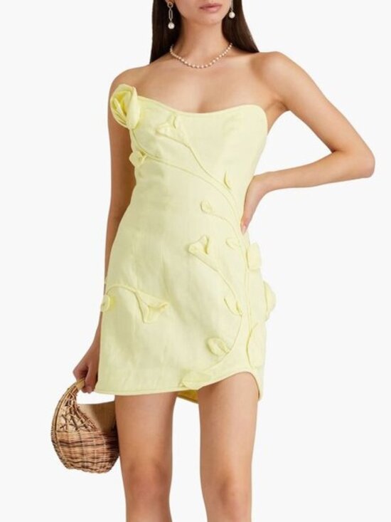 Zimmermann Dresses & Skirts - ZIMMERMANN Strapless floral-appliquéd linen mini dress